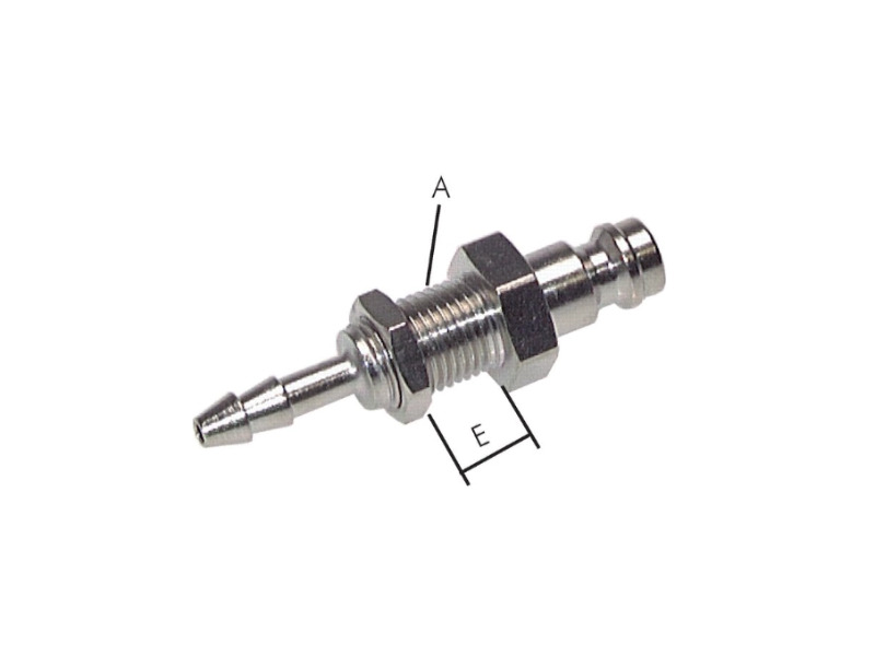 Kupplungsstecker mit Schlauchtülle 8 mm und Schottgewinde M 12x1 NW 5 Messing