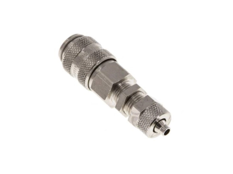 Kupplungsdose für Schlauch 6x4 mm mit Schottgewinde M 10x1 und ÜWM NW 5 Edelstahl 1,4404