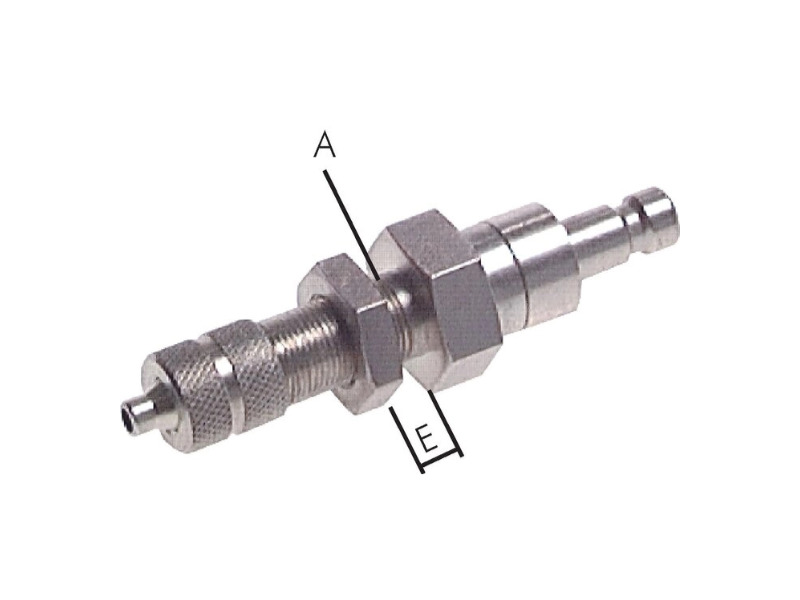 Kupplungsdose für Stecker beidseitig absperrend mit St 3mm und Schottgewinde M 7x0,5 NW 2,7 Messing