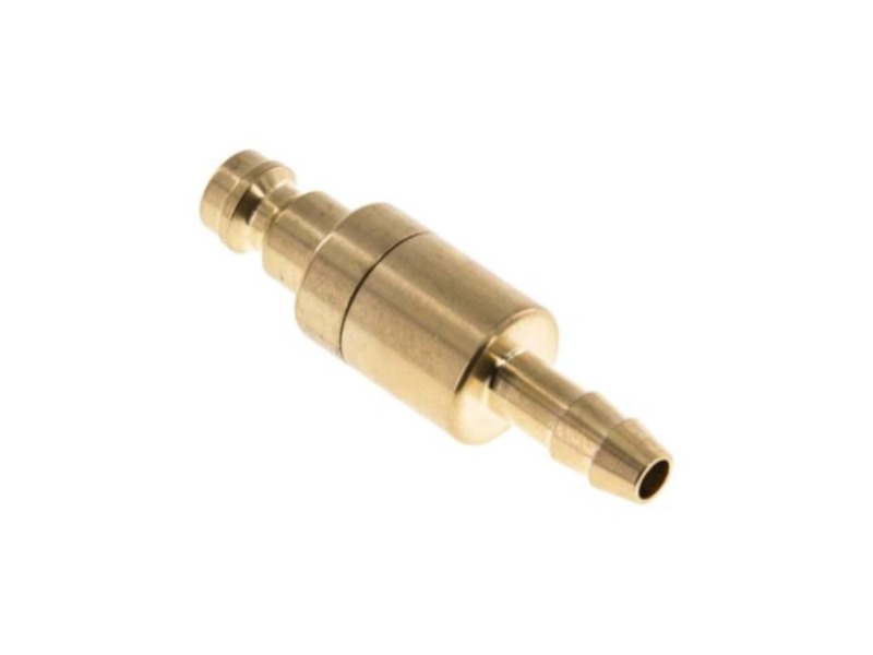 Kupplungsstecker beidseitig absperrend mit Schlauchtülle 8 mm NW 5 Messing