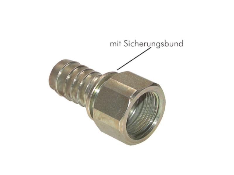 Aufschraub-Schlauchtülle mit Sicherungsbund IG G 1" - Schlauch ID 19 mm 