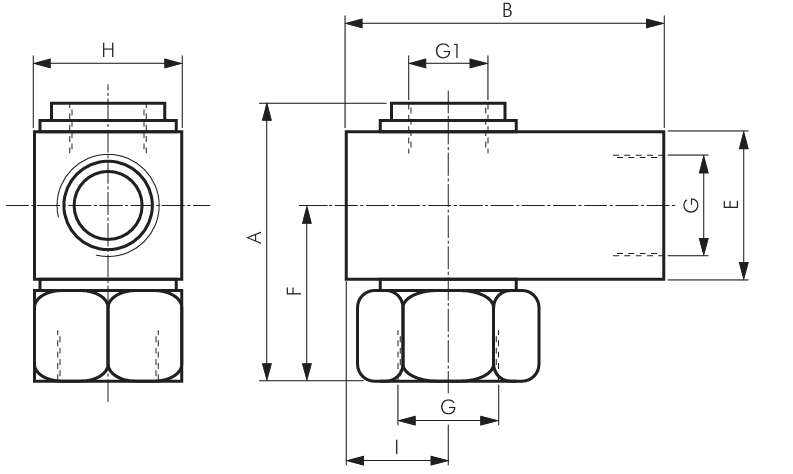 Drehverschraubung 1-fach IG G 3/8"  - IG G 1/8" - IG G 3/8" für Druckluft