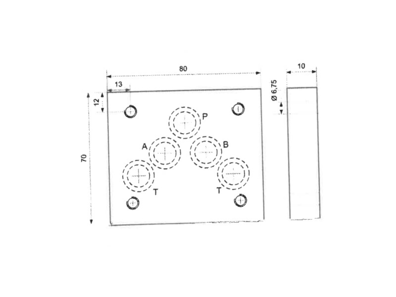 Sperrplatte für Cetop Ventil NG 06 P-T-A-B gesperrt 