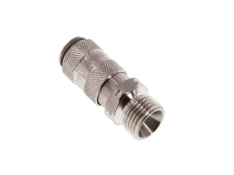 Kupplungsdose für Stecker beidseitig absperrend AG G 1/8" NW 2,7 Edelstahl 1.4404