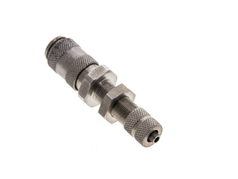 Kupplungsdose 3 mm mit Schottgewinde M 7x0,5 und Überwurfmutter NW 2,7 Edelstahl 1.4305