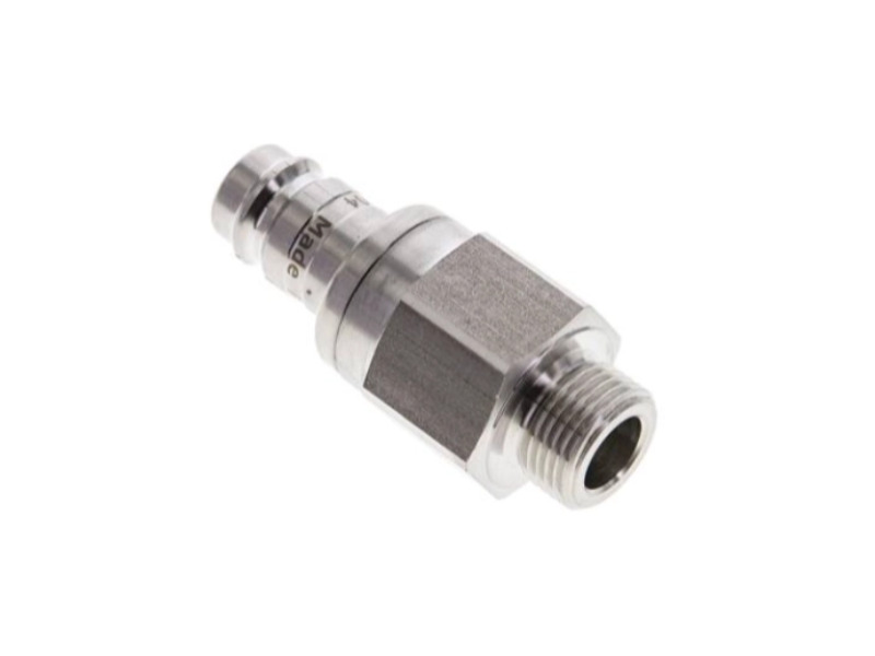 Kupplungsstecker beidseits absperrend AG G 3/8" NW 10 Edelstahl 1,4404