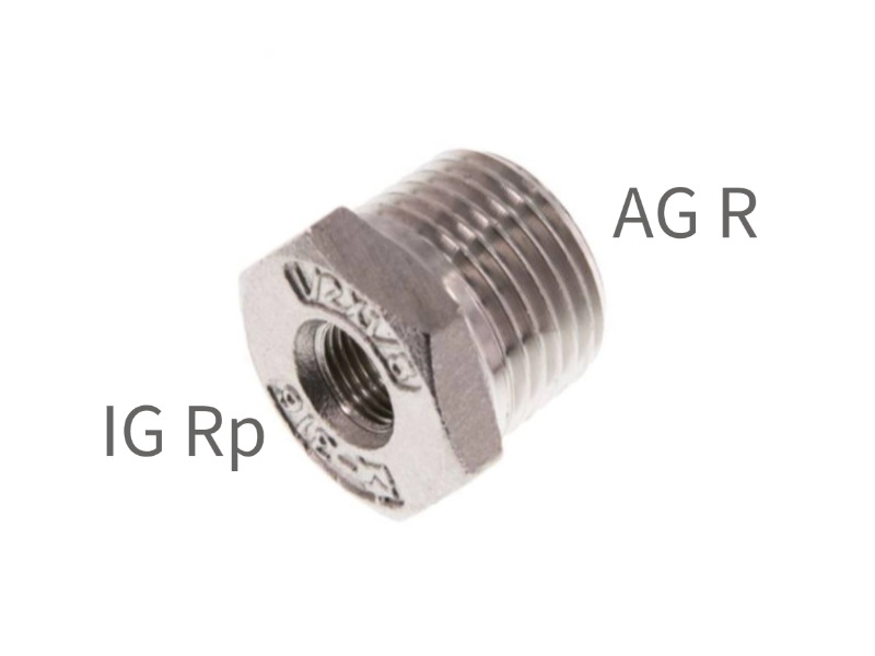 AG R / IG Rp Edelstahl bis Größe AG R 1 1/4" - IG Rp 1"
