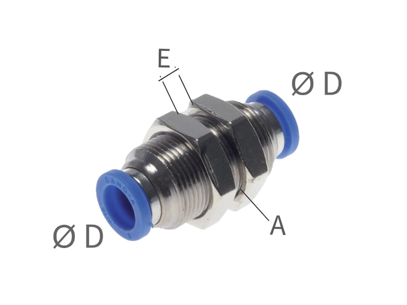 Gerader Schott-Steckverbinder Messing vernickelt IQS-Standard