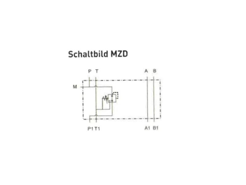 Direktgesteuertes Druckminderungsventil NG 06 3 Wege DF 50 l/min EB 30-140 bar Schaltsymbol MZD