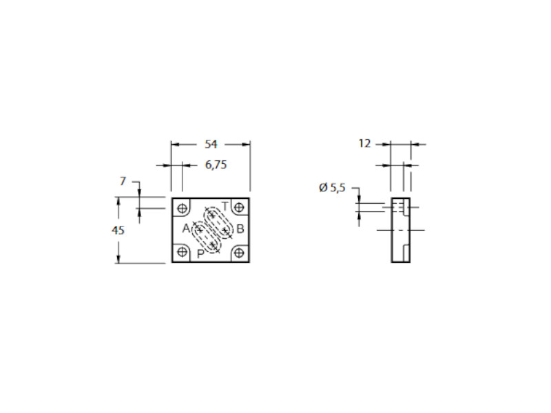 Umlenkplatte für Cetop Ventil NG 06 P-A, T-B 