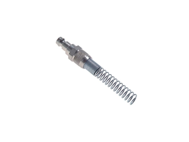 Kupplungsstecker für Schlauch 8x6 mm mit ÜVM und Knickschutz schwenkbar Messing vernickelt