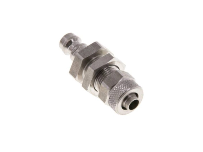 Kupplungsstecker für Schlauch 6x4 mm mit Schottgewinde M 10x1 und ÜWM NW 5 Edelstahl 1,4305