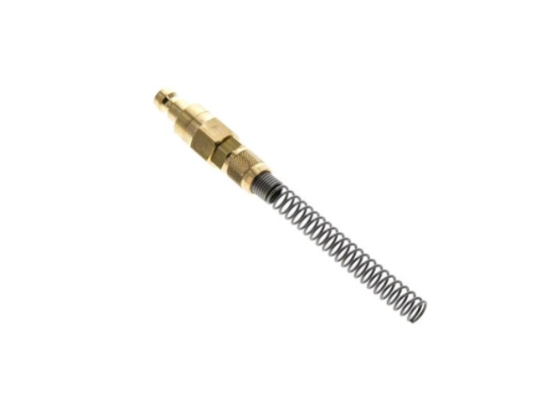 Kupplungsstecke beidseitig absperrend für Schlauch 6x4 mm mit ÜVM und Knickschutz starr Messing