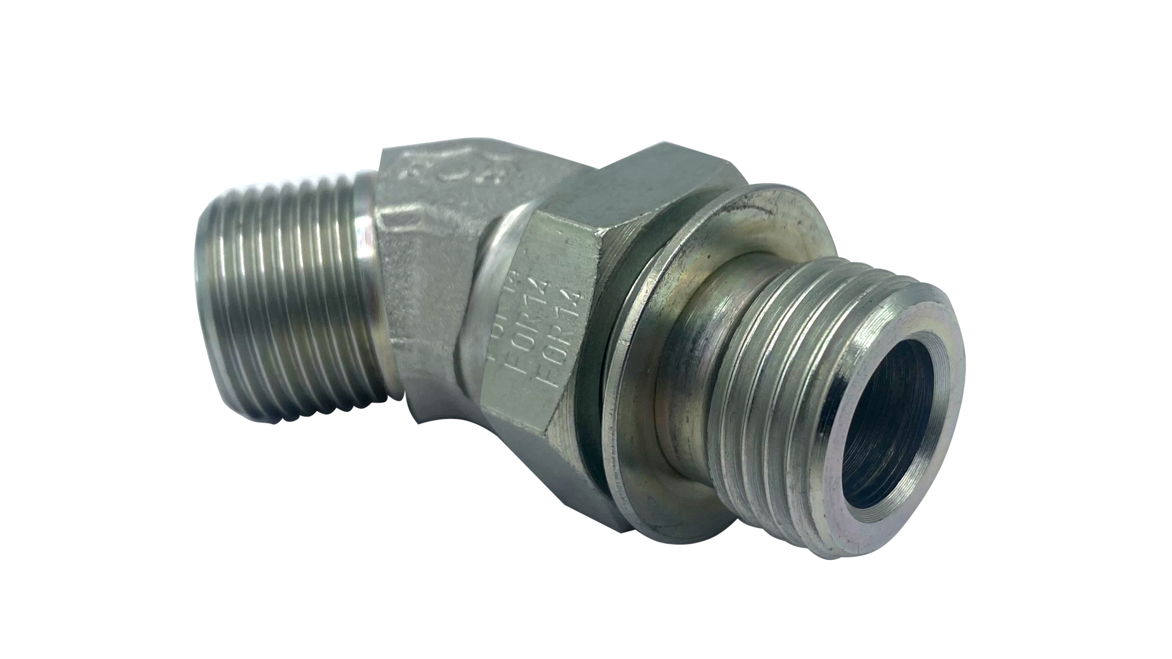 Einstellbare Winkel-Einschraubverschraubung 45° ORFS AG 11/16" UN - AG 9/16" UNF 