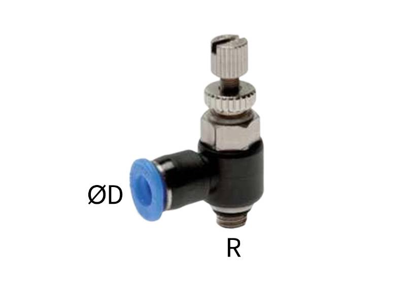 IQS Drosselrückschlagventil Mini AG R 1/8" - 4 mm abluftregelnd