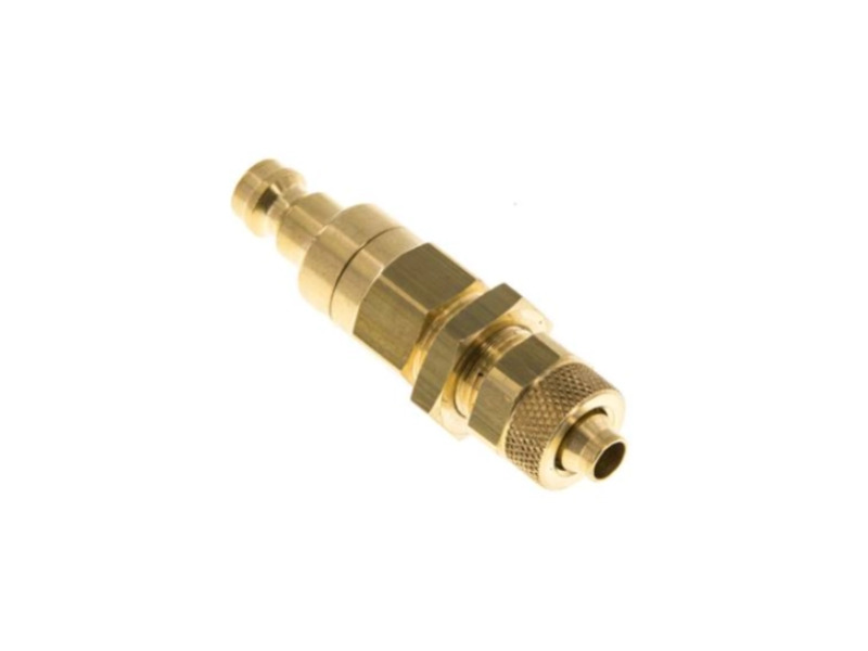 Kupplungsstecker beidseitig absperrend für Schlauch 8x6 mm mit Schottgewinde M 12x1 und ÜWM NW 5 MS