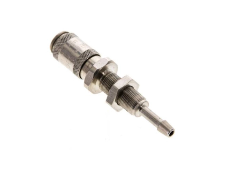 Kupplungsdose für Stecker beidseitig absperrend mit St 3mm und Sg M 7x0,5 NW 2,7 Messing vernickelt