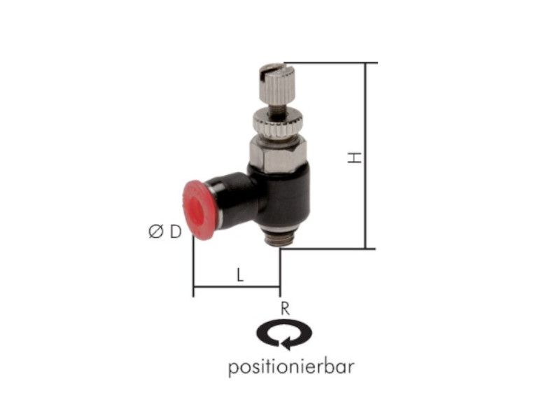 IQS Drosselrückschlagventil Mini AG R 1/8" - 6 mm zuluftregelnd