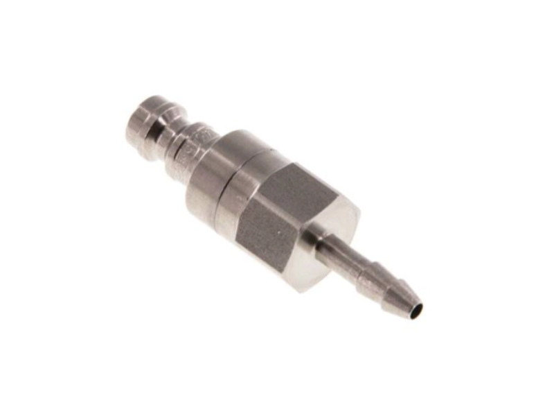 Kupplungsstecker beidseitig absperrend mit Schlauchtülle 8 mm NW 5 Edelstahl 1.4305