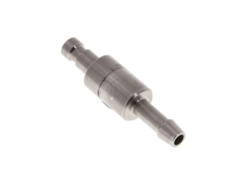 Kupplungsstecker beidseitig absperrend mit Schlauchtülle 3 mm NW 2,7 Edelstahl 1.4305