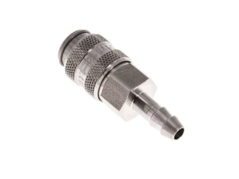 Kupplungsdose für Stecker beidseitig absperrend mit Schlauchtülle 6 mm NW 5 Edelstahl 1.4404