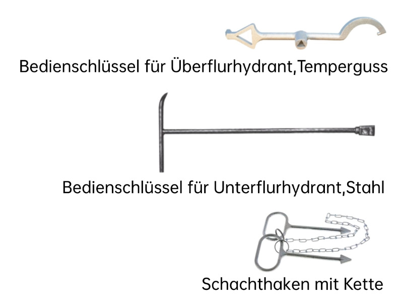 Bedienschlüssel für Überflurhydraunt nach DIN 3223 A Temperguss