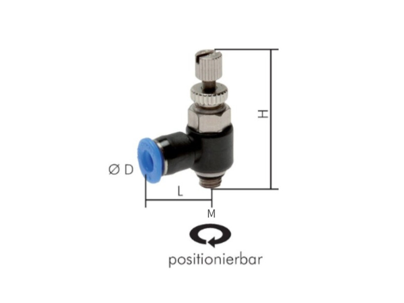IQS Drosselrückschlagventil Mini AG M 5 - 6 mm abluftregelnd