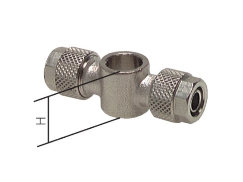 CK T-Ringstück 10x8 mm für Hohlschraube G 1/2" Messing vernickelt