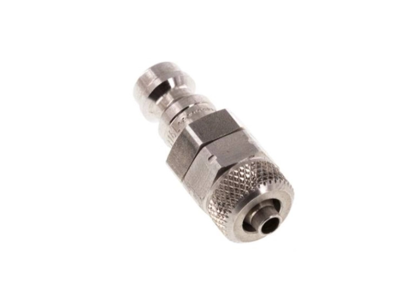 Kupplungsstecker mit Überwurfmutter 8x6 mm NW 5 Edelstahl 1.4404