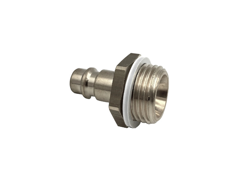 Kupplungs-Stecker Messing vernickelt AG G zöllig zylindrisch