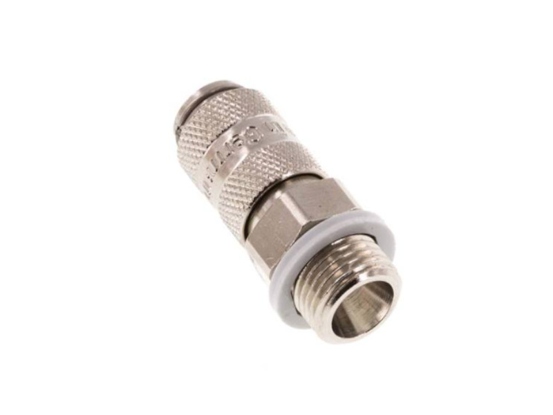 Kupplungsdose für Stecker beidseitig absperrend AG G 1/8" NW 2,7 Messing vernickelt