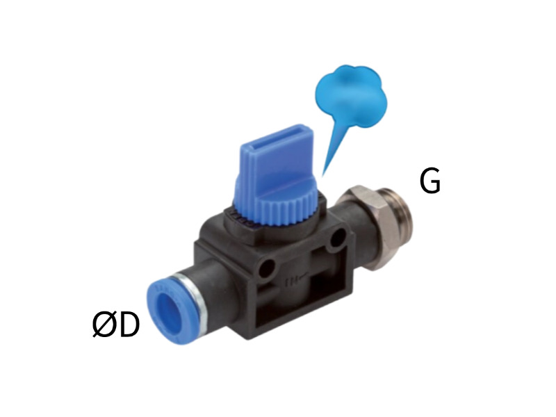 3/2-Wege Absperrventil Steckverschraubung AG G 3/8" - 10mm Gewindeseite entlüftend IQS-Standard