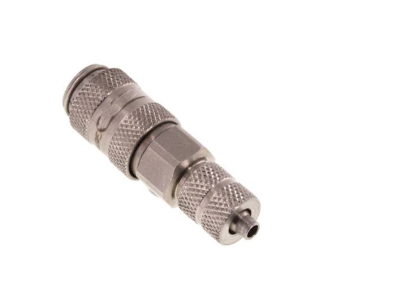 Kupplungsdose für Stecker beidseitig absperrend mit ÜWM 6x4mm NW 2,7 Edelstahl 1.4305