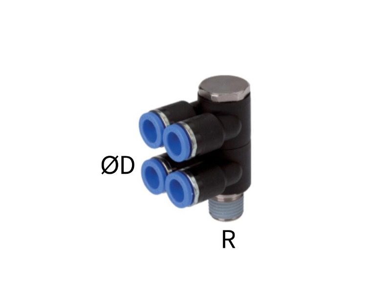 4-fach Steckverschraubung AG R 1/2" - 4x10mm IQS-Standard