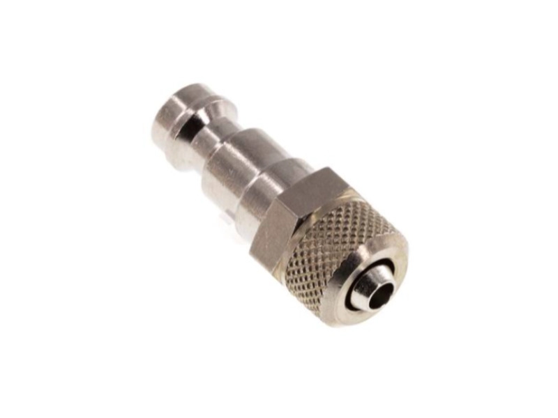 Kupplungsstecker mit Überwurfmutter 8x6 mm NW 5 Messing vernickelt