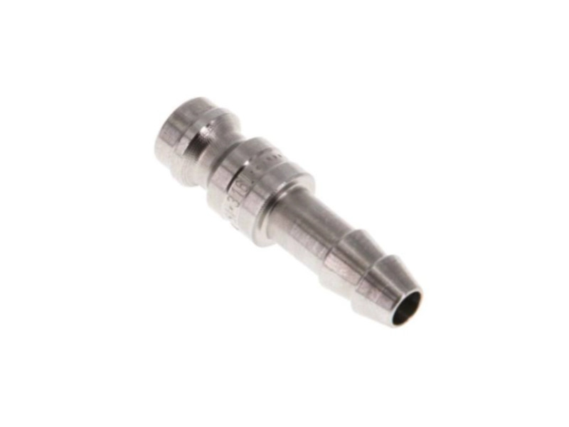 Kupplungsstecker mit Schlauchtülle 4 mm NW 5 Edelstahl 1.4404