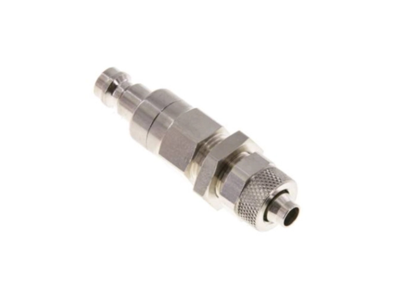 Kupplungsstecker beidseitig absperrend für Schlauch 6x4 mm mit Schottgewinde M 10x1 und ÜWM NW 5 MSV