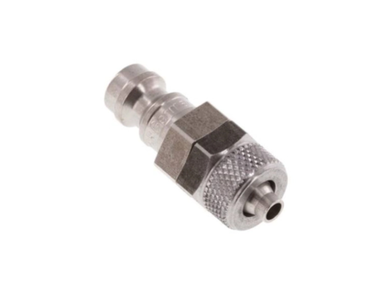 Kupplungsstecker mit Überwurfmutter 6x4 mm NW 5 Edelstahl 1.4305