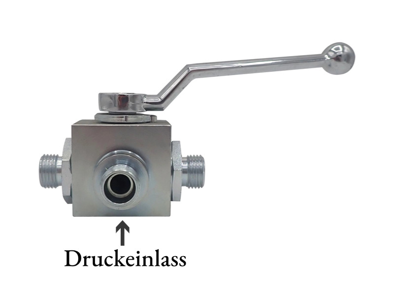 Hochdruck 3-Wege Kugelhahn RA 16 S DN 13 PN 400 bar mit T-Bohrung Stahl verzinkt