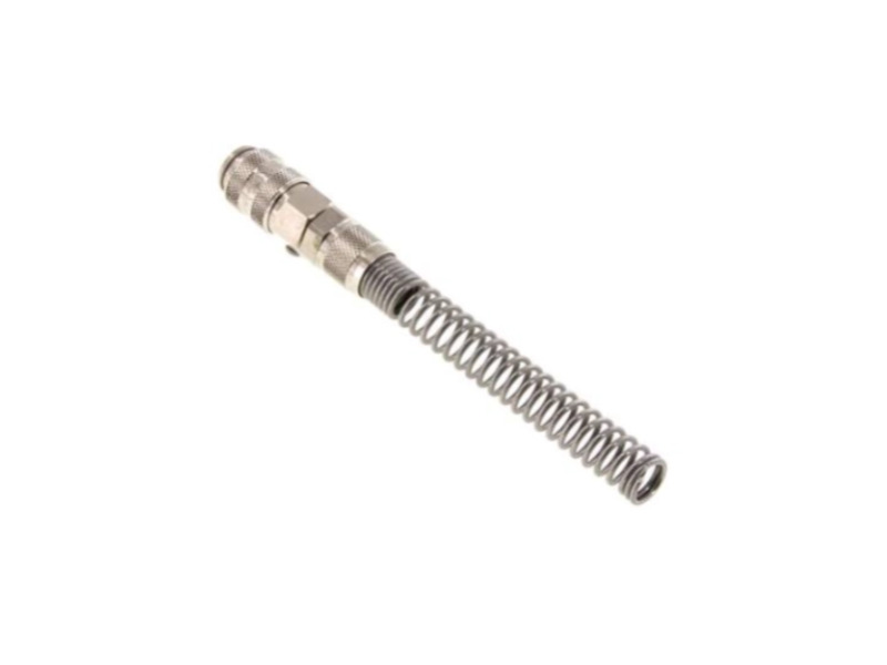 Kupplungsdose für Schlauch 6x4 mm mit ÜWM und Knickschutz starr Messing vernickelt