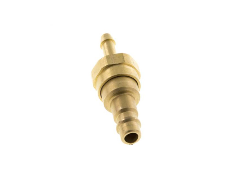 Kupplungsstecker Schlauchtülle 13mm mit Rückschlagventil NW 7,2 Messing