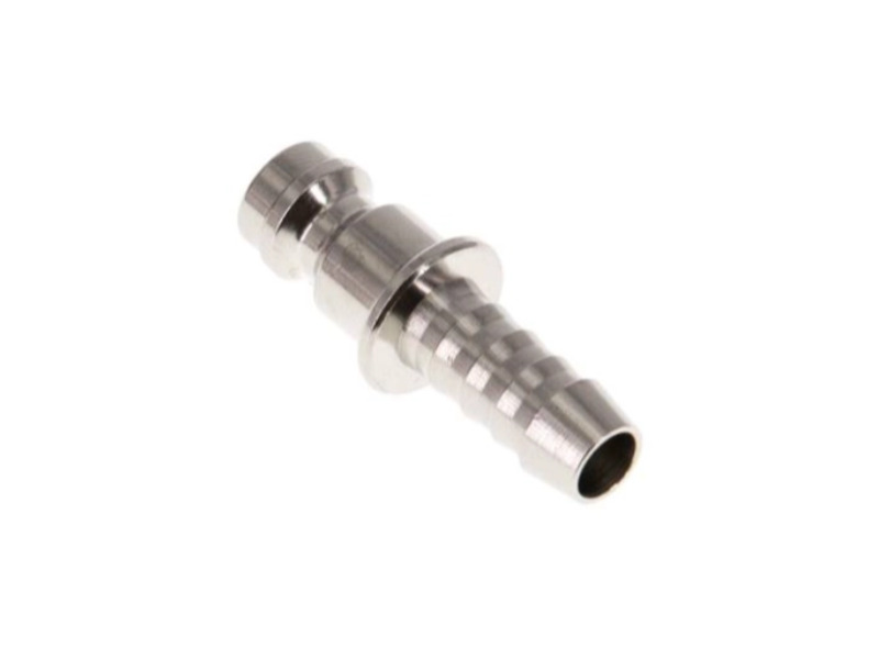 Kupplungsstecker mit Schlauchtülle 8 mm NW 5 Messing vernickelt