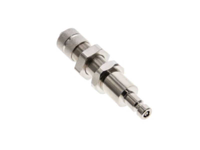 Kupplungsstecker 3 mm beidseitig absperrend mit SG M 7x0,5 und ÜWM NW 2,7 Messing vernickelt