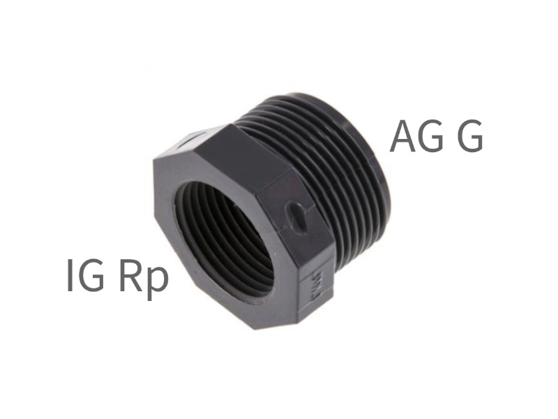 AG G / IG Rp zöllig zylindrisch PVC-U kurze Ausführung