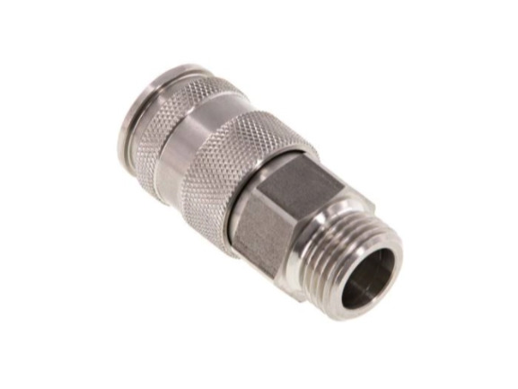 Kupplungsdose für Stecker mit und ohne Absperrung AG G 3/4" NW 10 Edelstahl 1.4305