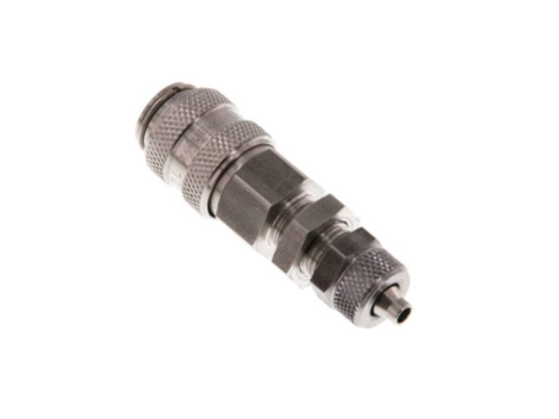 Kupplungsdose für Schlauch 6x4 mm mit Schottgewinde M 10x1 und ÜWM NW 5 Edelstahl 1,4305